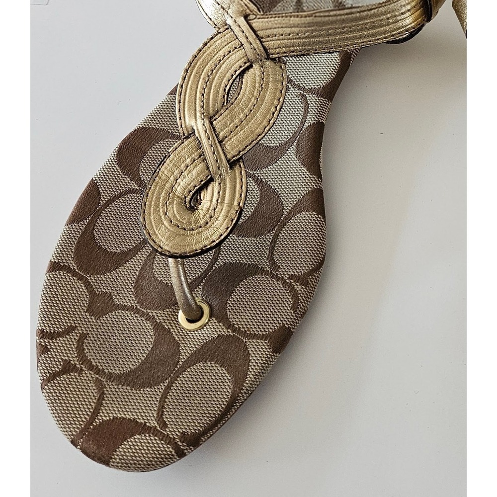 Coach Metallic Gold Sandals • Women’s 7.5 • Classic Logo "C" • Summer Chic - Picture 6 of 9